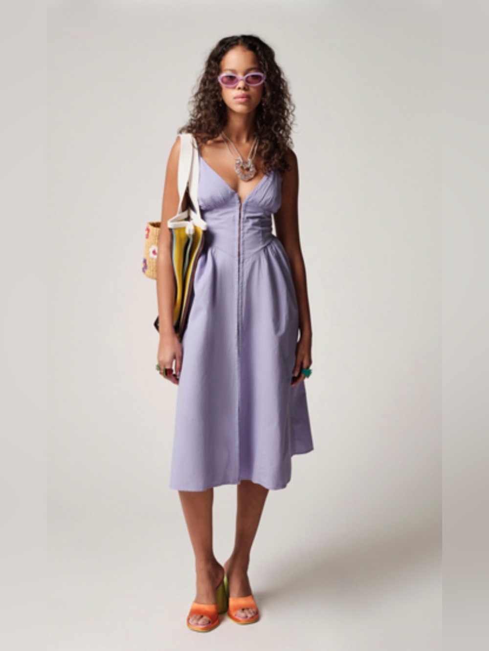Urban Outfitters Cedar Poplin Corset Midi Dress